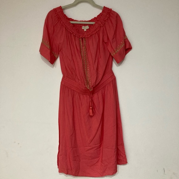 MARABELLE Woman’s midi pink/hints of gold dress - Picture 1 of 5